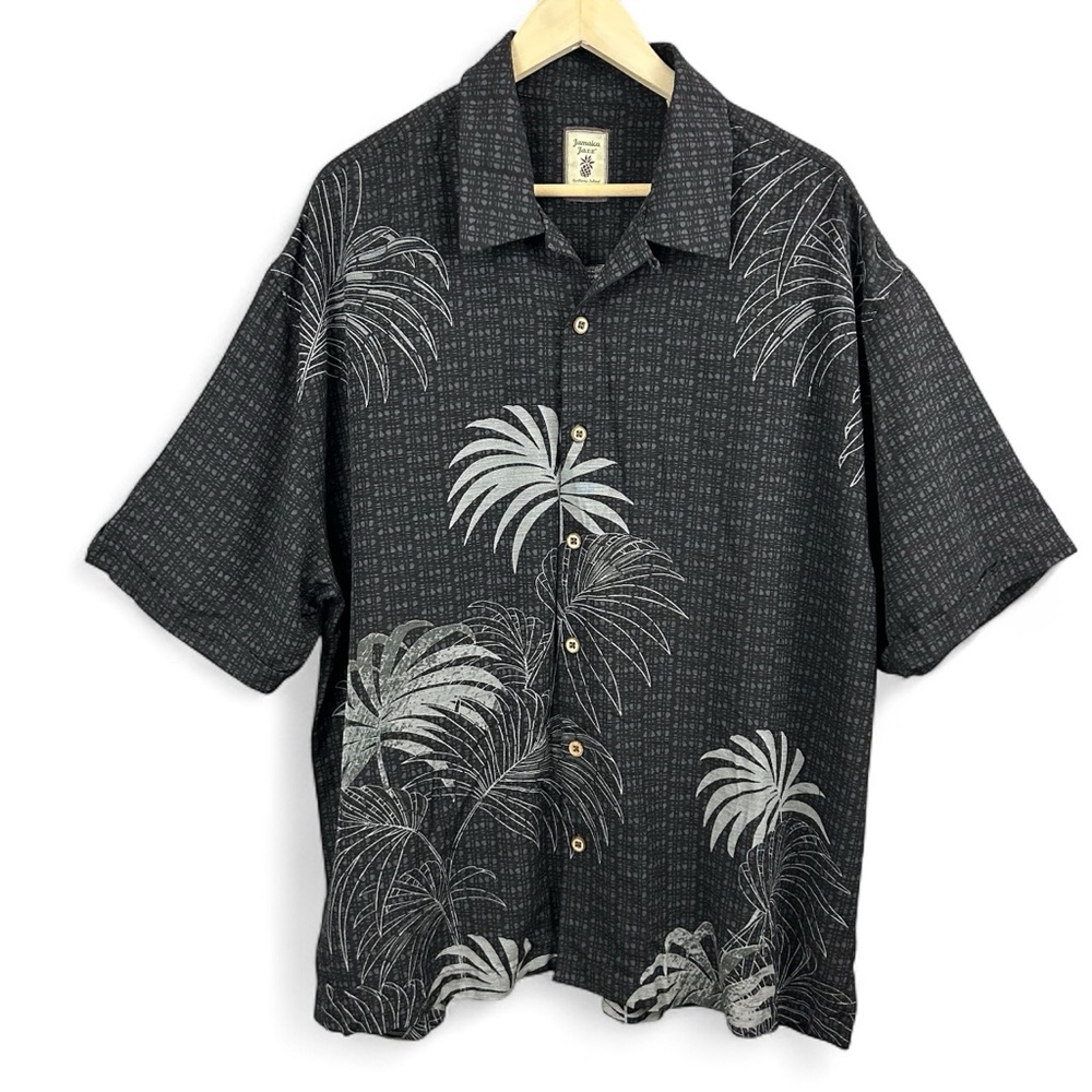 Jamaica Jaxx 100% Silk Button Down Hawaiian Style Shirt Size 2XL